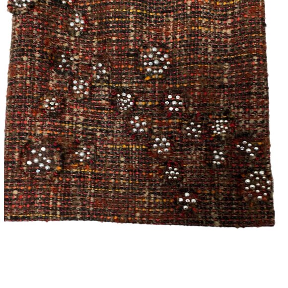 Per'se Wool Alpaca Mohair Blend Multicolored Silver Studded Alpaca Tweed Skirt 4 - Picture 4 of 7